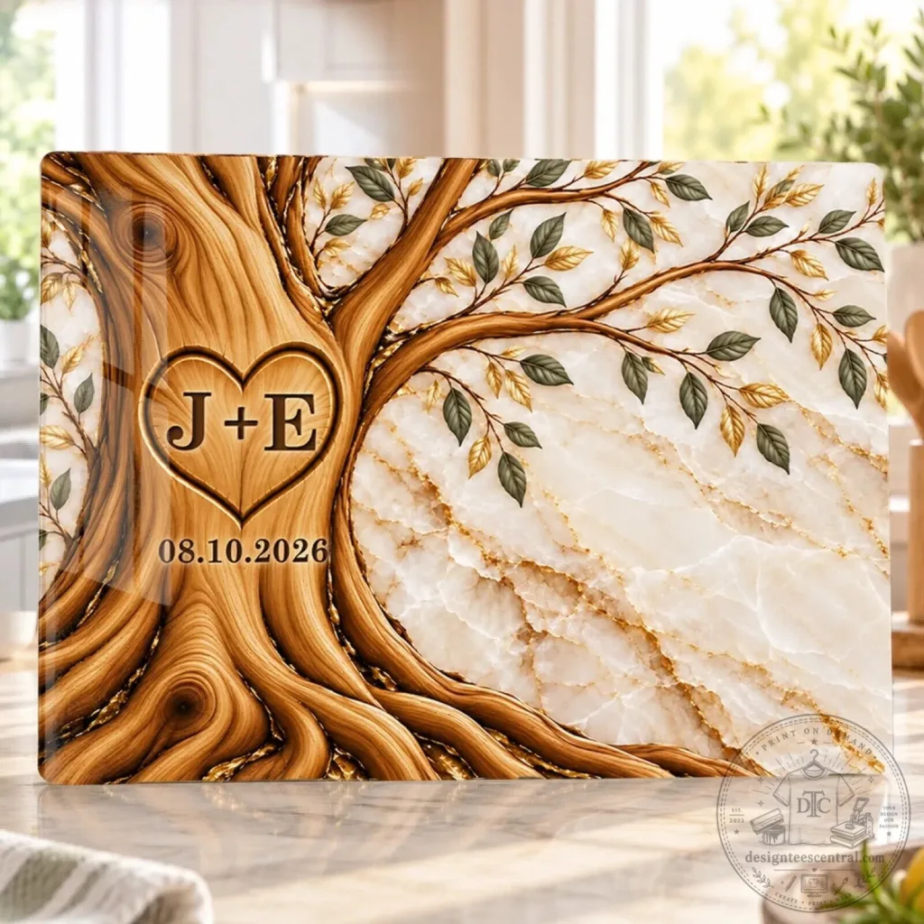 Personalized Tree of Life Anniversary Gift Cutting Board with Custom Initials and Date Personalized Tree of Life Anniversary Gift Cutting Board with Custom Initials and Date