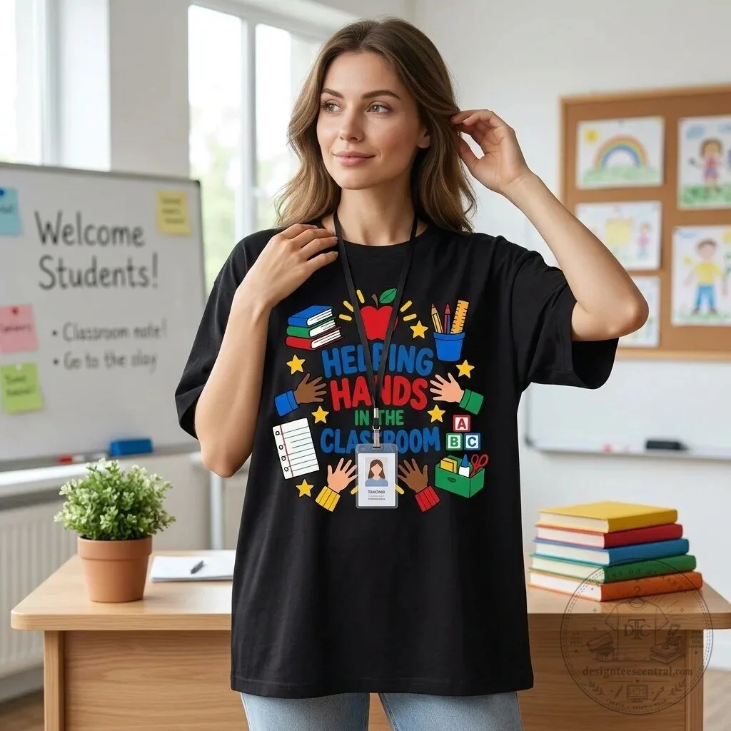 Helping Hands in the Classroom Teacher Appreciation School Assistant T-Shirt