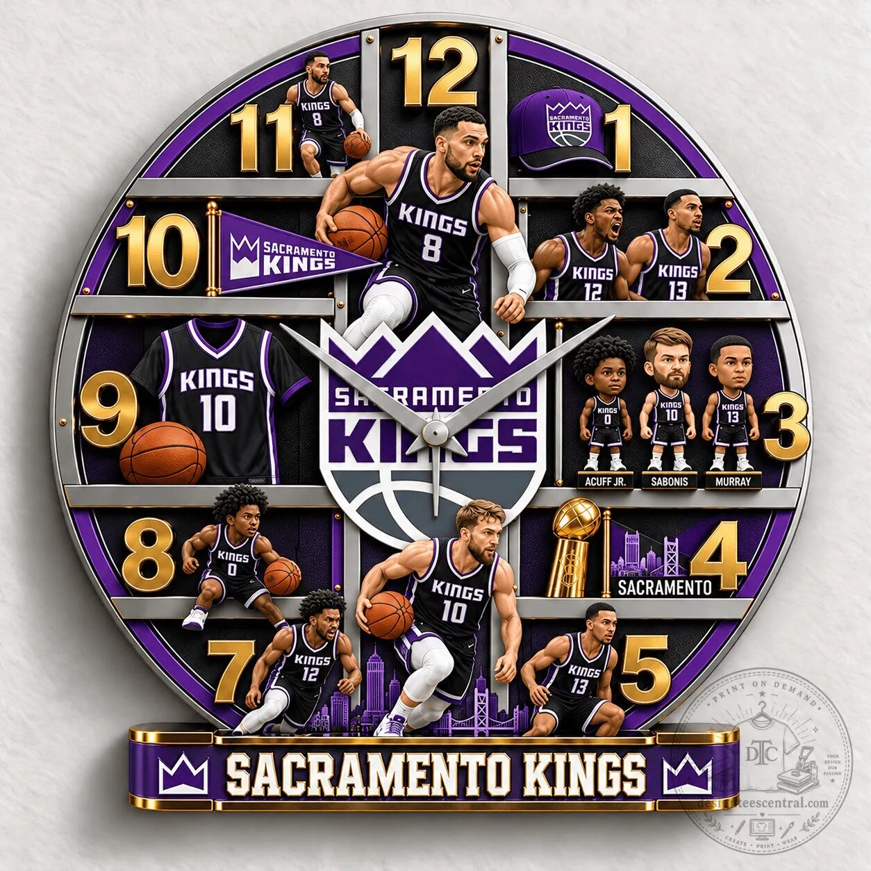 Sacramento Kings Basketball Team NBA Sports Fan Wall Clock