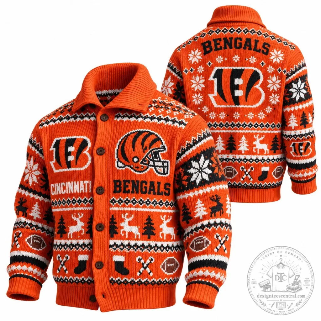 Cincinnati Bengals Ugly Christmas Sweater Cardigan Cincinnati Bengals Ugly Christmas Sweater Cardigan
