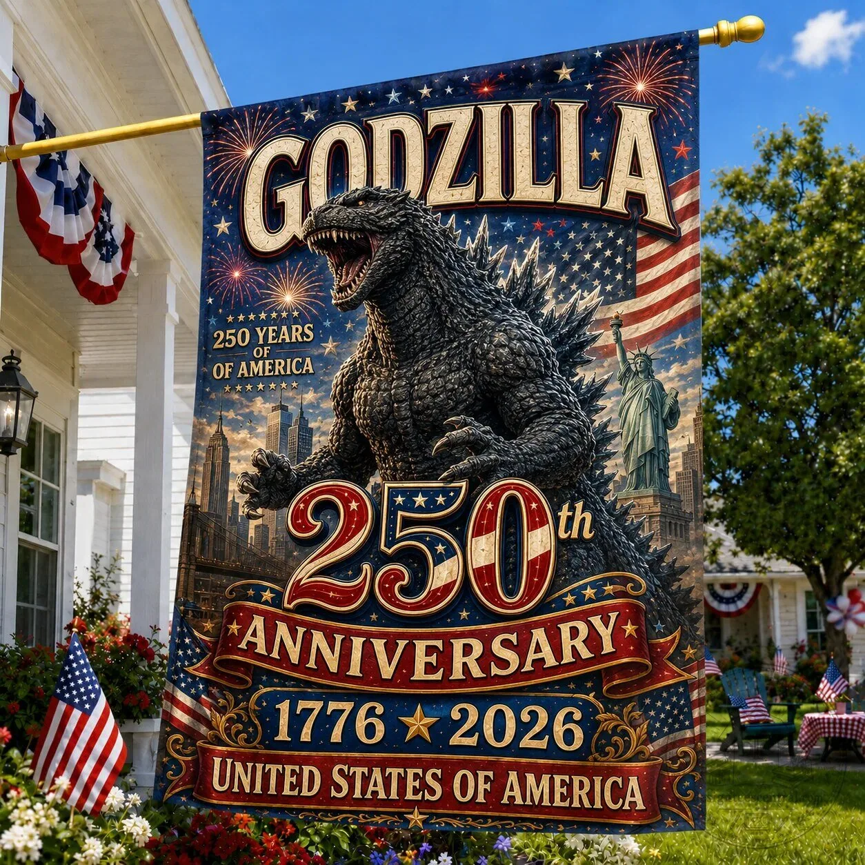 Godzilla 250th Anniversary United States of America House Flag