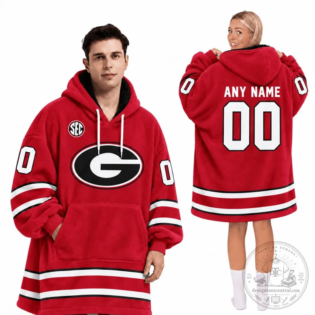 Georgia Bulldogs Football Team Oversized Wearable Blanket Hoodie Georgia Bulldogs Football Team Oversized Wearable Blanket Hoodie