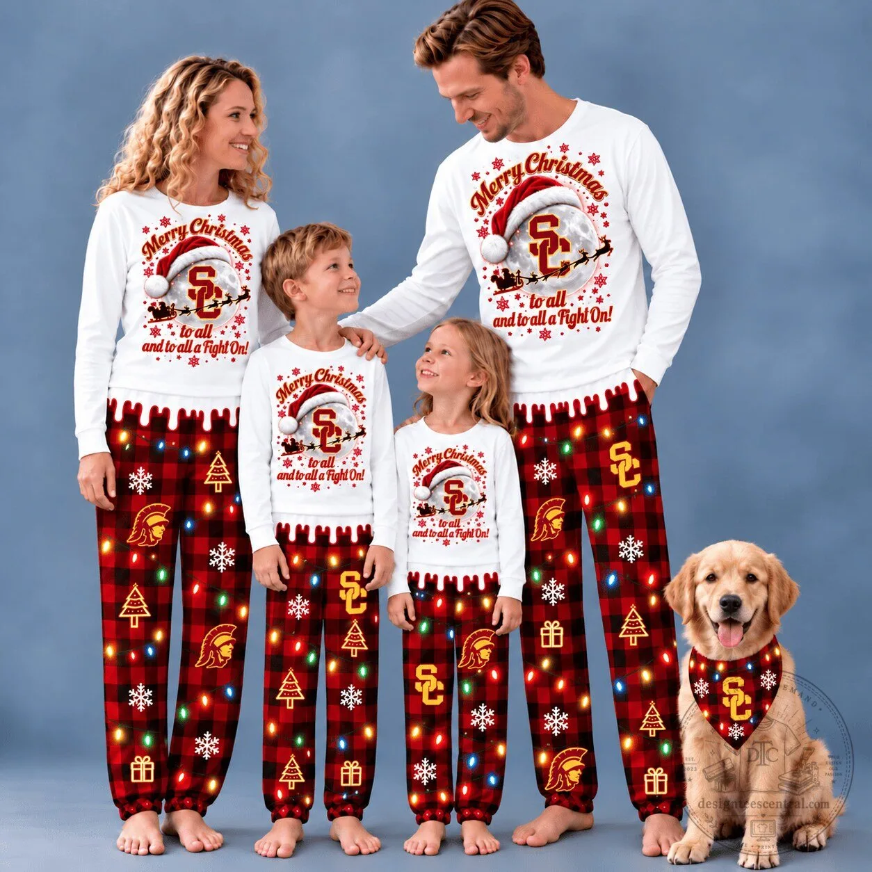 USC Trojans Football Team Christmas Family Matching Pajamas Set 1 USC Trojans Football Team Christmas Family Matching Pajamas Set