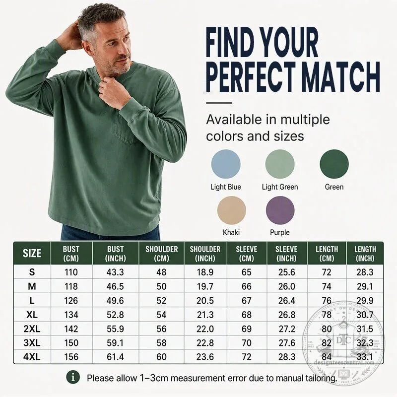 Men's Relaxed Fit Crew Neck Long Sleeve Pocket T-Shirt 16 Men