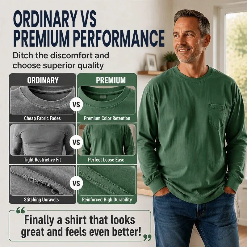 Men's Relaxed Fit Crew Neck Long Sleeve Pocket T-Shirt 19 Men