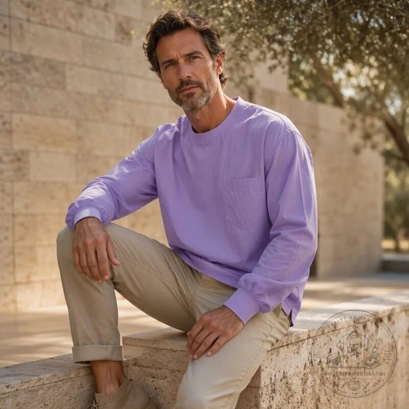 Men's Relaxed Fit Crew Neck Long Sleeve Pocket T-Shirt 22 Men
