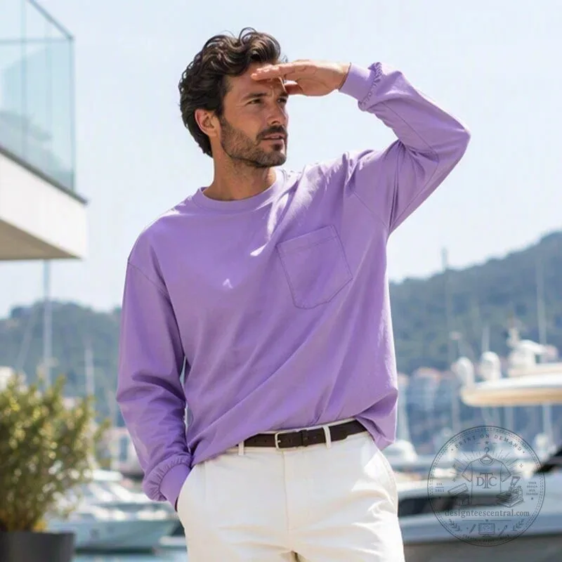 Men's Relaxed Fit Crew Neck Long Sleeve Pocket T-Shirt 23 Men